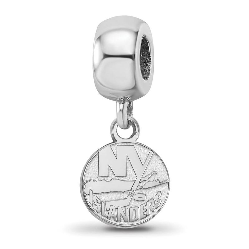 Sterling Silver Rhodium Plated Nhl Ny Islanders Xs Dangle Bead Charm